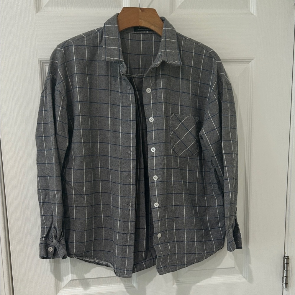 Choies Gray Plaid Shirt